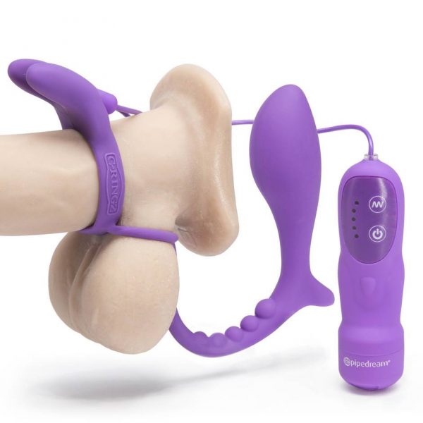 Ass-Gasm Silicone Vibrating Cock Ring and Butt Plug - Sex Toys