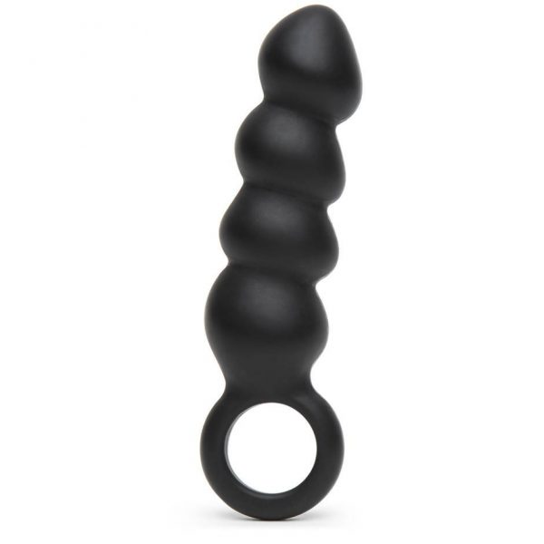 Beaded Silicone Butt Plug with Finger Loop - Sex Toys