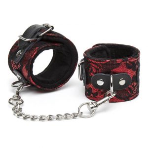 Bondage Boutique Lace and Faux Fur Wrist Cuffs - Sex Toys