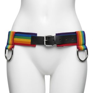 Bondage Boutique Rainbow and Leather Bondage Belt - Sex Toys