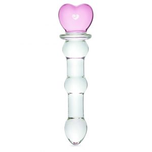 Crystal Heart Wavy Glass Dildo 6 Inch - Sex Toys