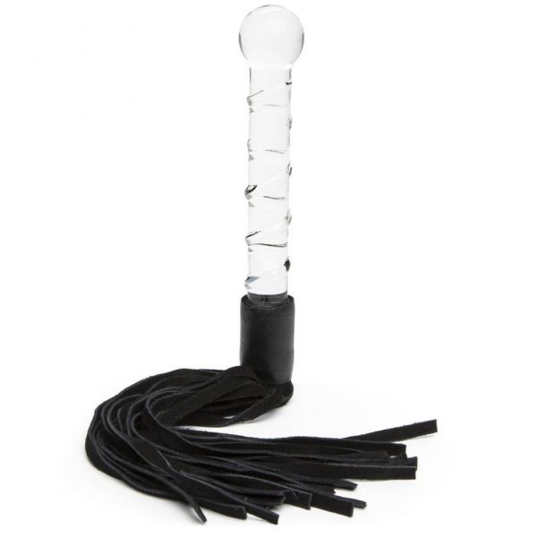 DOMINIX Deluxe Glass Dildo with Leather Flogger - Sex Toys