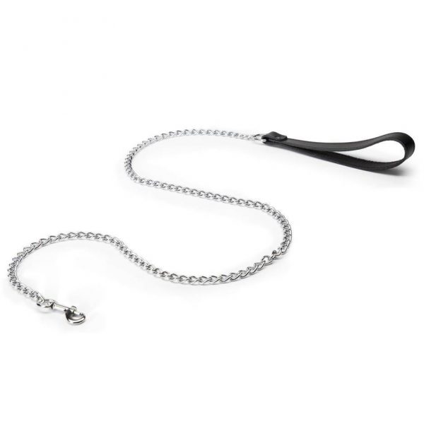 DOMINIX Deluxe Leather Handle Chain Leash - Sex Toys