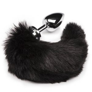 DOMINIX Large Stainless Steel Faux Fur Animal Tail Butt Plug - Sex Toys