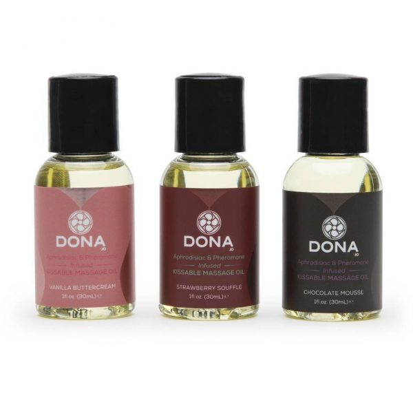 DONA Pheromone-Infused Flavored Massage Oil Gift Set (3 x 1.01 fl oz) - Sex Toys