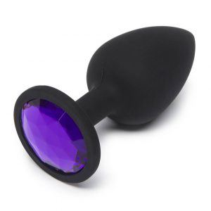Doc Johnson Booty Bling Medium Silicone Butt Plug with Purple Crystal - Sex Toys