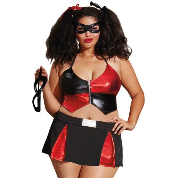 Dreamgirl Plus Size Red and Black Sexy Harlequin Costume - Sex Toys