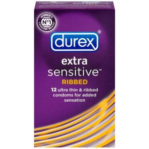 Durex Extra Sensitive Ribbed Condoms (12 Count) - Sex Toys