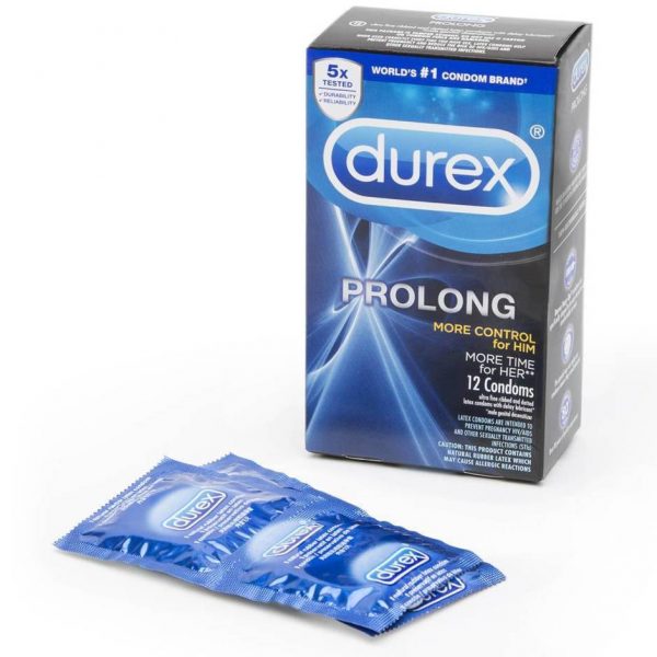 Durex Prolong Delay Textured Condoms (12 Count) - Sex Toys