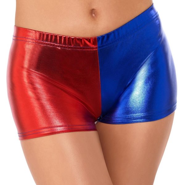 Fever Red and Blue Harlequin Metallic Hot Pants - Sex Toys