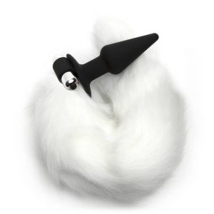 Frisky Faux Fur Fox Tail Vibrating Silicone Butt Plug 4 inch - Sex Toys