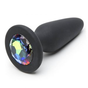 Glams Large Silicone Butt Plug with Rainbow Crystal 4 Inch - Sex Toys