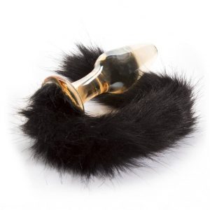 Glass Butt Plug with Faux Fur Tail - Sex Toys
