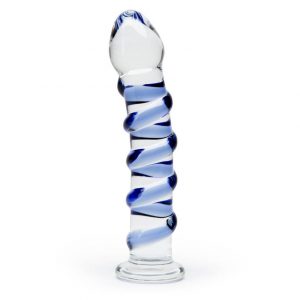 Icicles No 5 Sapphire Spiral Glass Dildo 7 Inch - Sex Toys