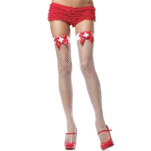 Leg Avenue White Fishnet Nurse Costume Stockings - Sex Toys