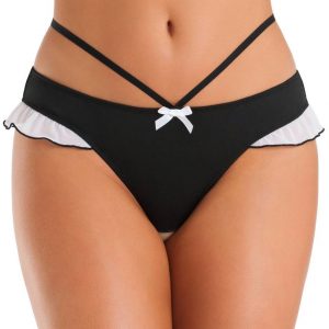 Lovehoney Black French Maid Strappy Thong - Sex Toys
