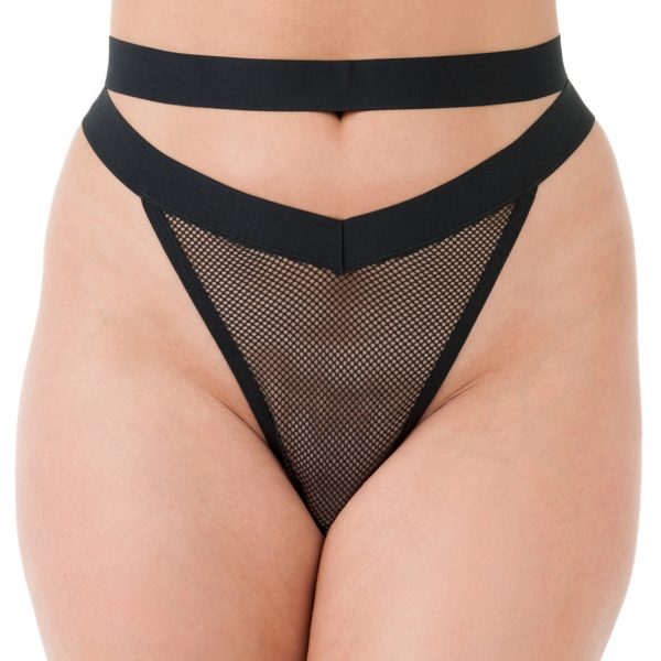 Lovehoney Black High-Waisted Cut-Out Fishnet Thong - Sex Toys
