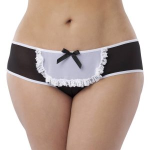 Lovehoney Fantasy Plus Size Crotchless Ruffle Back French Maid Panties - Sex Toys