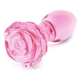 Lovehoney Full Bloom Large Rose Glass Butt Plug 4 Inch - Sex Toys