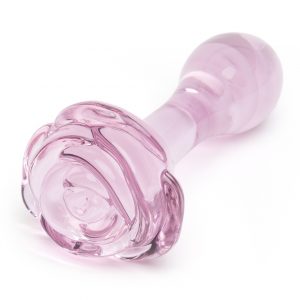 Lovehoney Full Bloom Small Rose Glass Butt Plug 3.5 Inch - Sex Toys