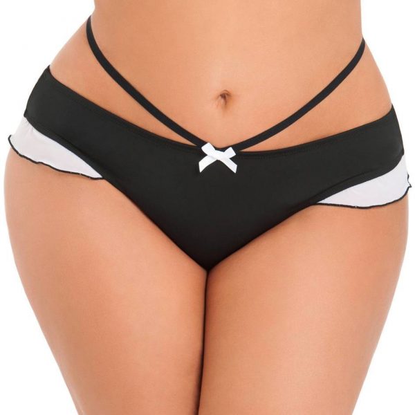 Lovehoney Plus Size Black French Maid Strappy Thong - Sex Toys
