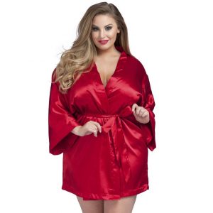 Lovehoney Plus Size Short Red Satin Robe - Sex Toys