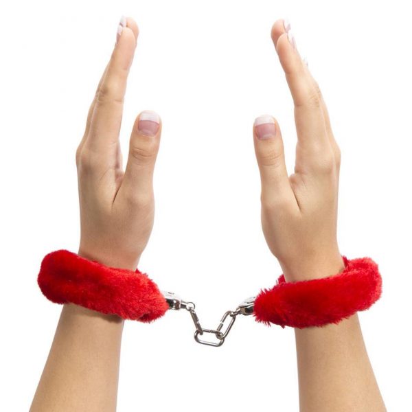 Lovehoney Red Furry Handcuffs - Sex Toys