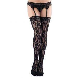 Lovehoney Rose-Patterned Lace Stockings - Sex Toys