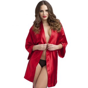 Lovehoney Short Red Satin Robe - Sex Toys