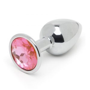 LuxGem Beginner's Metal Butt Plug with Pink Jewel 2.5 inch - Sex Toys