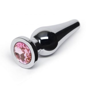 LuxGem Pink Jeweled Metal Butt Plug 4 Inch - Sex Toys
