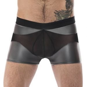 Male Power Silver Wet Look and Mesh Boxer Shorts - Sex Toys