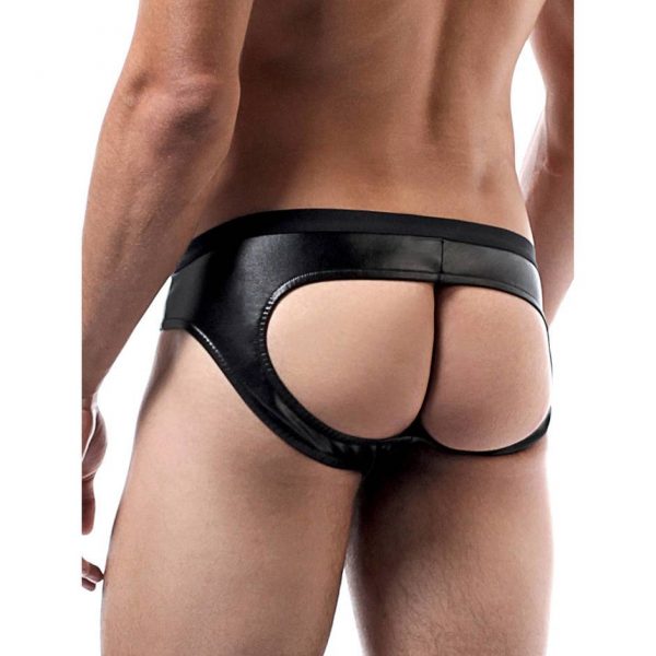Male Power Wet Look Open Back Brief with Buckle Trim - Sex Toys