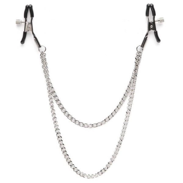 Nipple Play Adjustable Nipple Clamps with Double Chain - Sex Toys