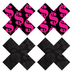 Peekaboos Dollar Sign and Leopard Print Nipple Pasties (2 Pairs) - Sex Toys