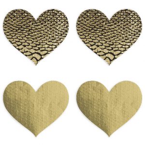 Peekaboos Premium Gold Heart Nipple Pasties - Sex Toys