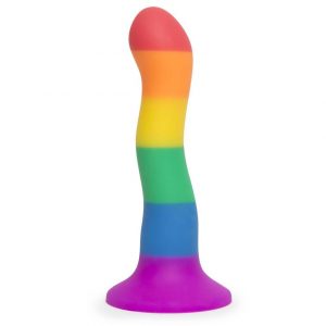 Rainbow Silicone Curved Suction Cup Dildo 6 Inch - Sex Toys