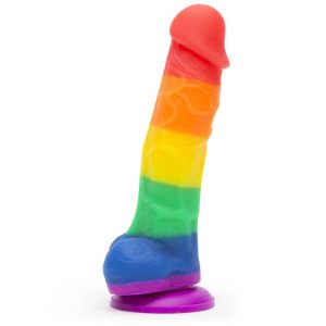 Rainbow Silicone Realistic Suction Cup Dildo with Balls 5 Inch - Sex Toys