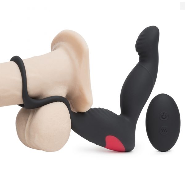 Remote Control Rechargeable Vibrating Prostate Massager with Cock Ring - Sex Toys