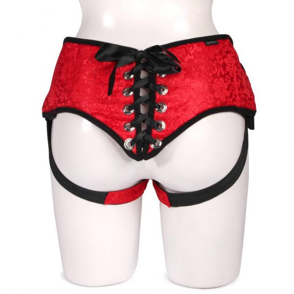 Sportsheets Plus Size Chantilly Lace Corset-Back Unisex Strap On Harness - Sex Toys