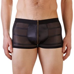 Svenjoyment Wet Look Black Zip-Up Boxer Shorts - Sex Toys