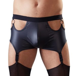 Svenjoyment Wet Look Cut-Out Boxers with Garters - Sex Toys