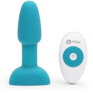 b-Vibe Petite Remote Control Rechargeable Blue Vibrating Rimming Butt Plug - Sex Toys